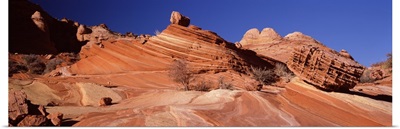 Rock formations on an arid landscape, Coyote Butte, Vermillion Cliffs, Paria Canyon, Arizona,