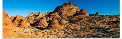 Rock formations on an arid landscape, Coyote Buttes, Paria Canyon, Vermilion Cliffs Wilderness, Arizona
