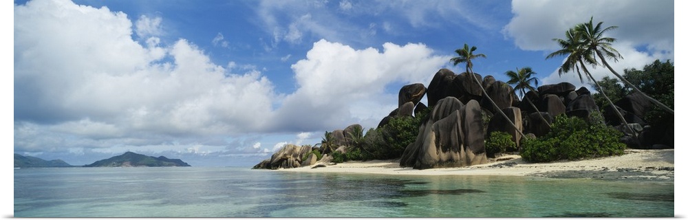 Rock formations on the beach, Anse Source Dargent Beach, La Digue Island, Seychelles