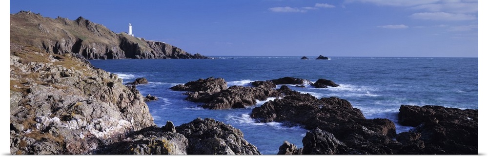 Rock formations on the coast Start Point Lighthouse South Devon Devon England