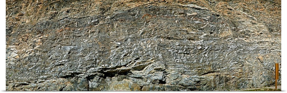 Rock wall from road cut, Icefields Parkway, Alberta, Canada