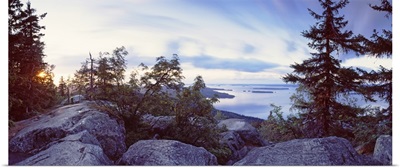 Rocks and trees at the lakeside, Lake Pielinen, Koli National Park, Lieksa, Finland
