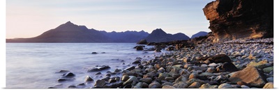 Rocks on the beach, Elgol Beach, Elgol, view of Cuillins Hills, Isle Of Skye, Scotland