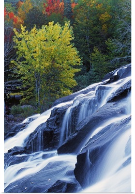 Rocky Bond Falls, autumn color trees, Michigan
