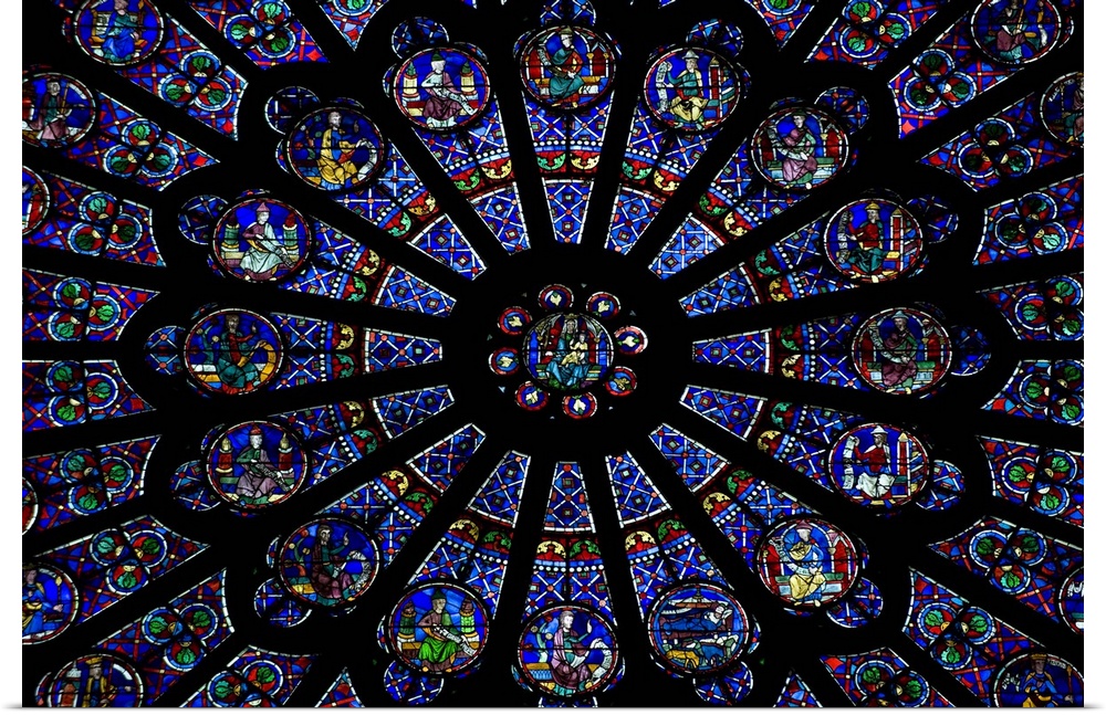 Rose window of a cathedral, Notre Dame, Paris, Ile-De-France, France
