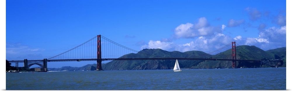 Sailboat near a bridge, Golden Gate Bridge, San Francisco, California