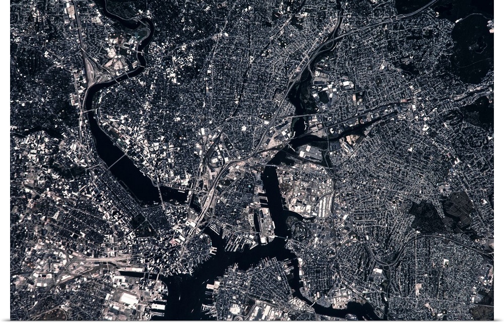 Satellite view of Boston, Massachusetts, USA