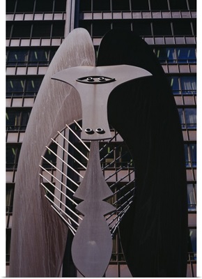 Sculpture in front of a building, Daley Plaza, Chicago, Illinois