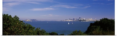 Sea with the Bay Bridge and Alcatraz Island in the background San Francisco Marin County California