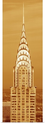 Sepia tone close up of the Chrysler Building at sunset, NYC