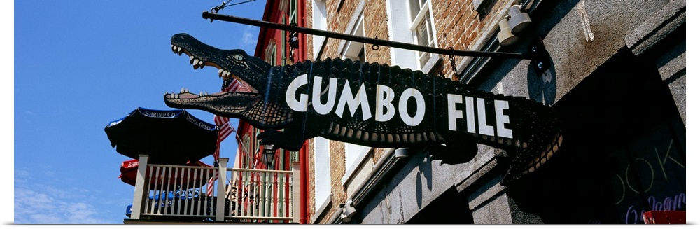 Signboard outside of a restaurant, Gumbo File restaurant, French Market, French Quarter, New Orleans, Louisiana,