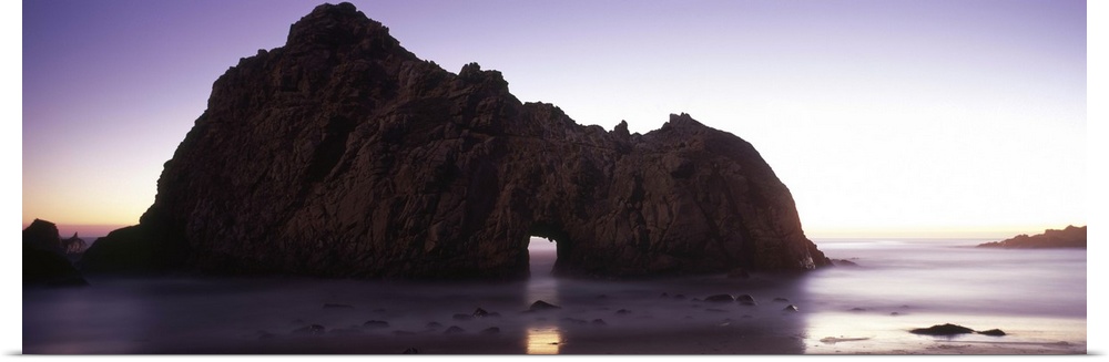 Silhouette of a cliff on the beach, Pfeiffer Beach, Big Sur, California,