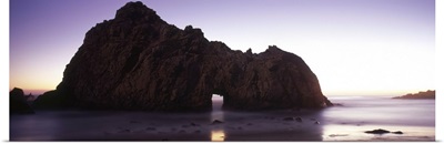 Silhouette of a cliff on the beach, Pfeiffer Beach, Big Sur, California,