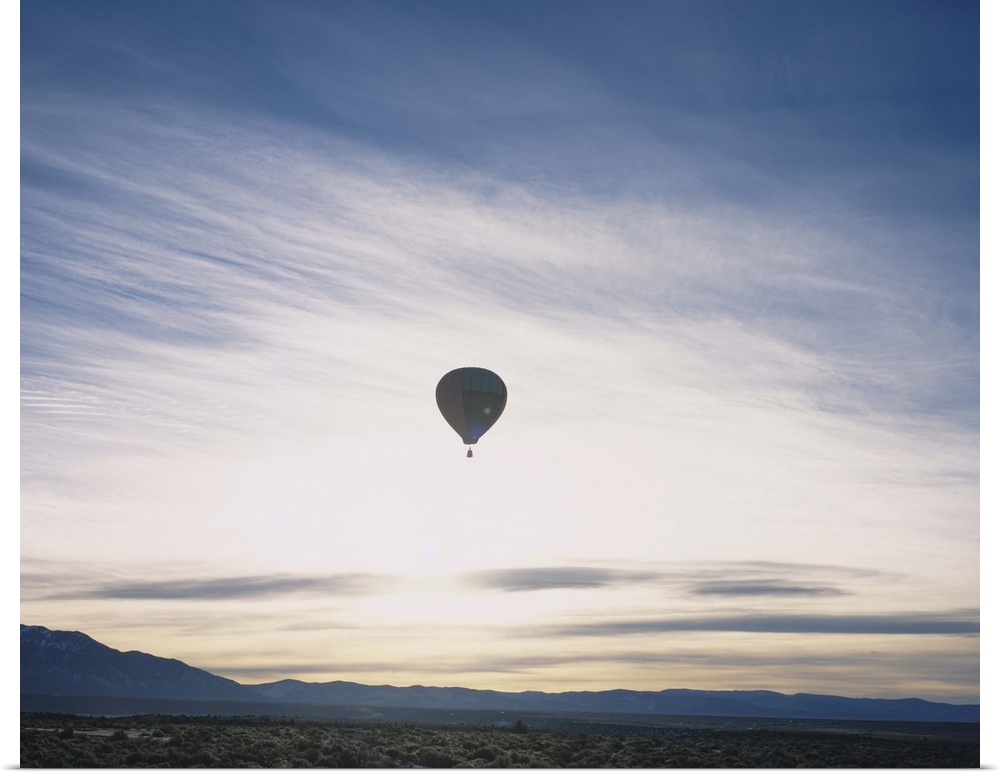 Silhouette of a hot air balloon in the sky, Taos County, New Mexico