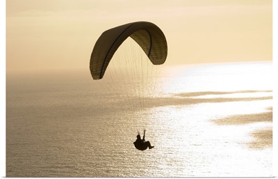 Silhouette of a paraglider flying over an ocean, Pacific Ocean, San Diego, California