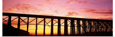 Silhouette of a railway bridge, Fort Bragg, California