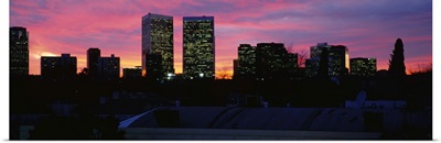 Silhouette of buildings in a city, Century City, City of Los Angeles, California