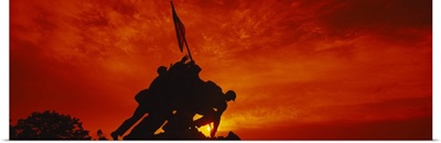 Silhouette of statues at a war memorial, Iwo Jima Memorial, Arlington National Cemetery, Virginia