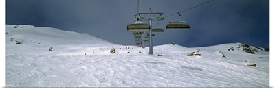 Ski lift over a polar landscape, Lech ski area, Austria