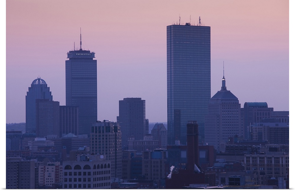 USA, Massachusetts, Boston, Back Bay, elevated view, dusk