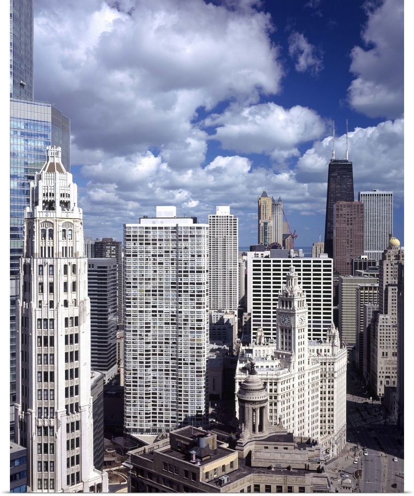 Skyscrapers in a city, Michigan Avenue, Chicago, Cook County, Illinois, USA