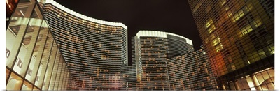 Skyscrapers lit up at night Citycenter The Strip Las Vegas Nevada