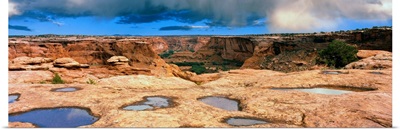 Slickrock waterpocket pools, Canyon De Chelly National Monument, Arizona