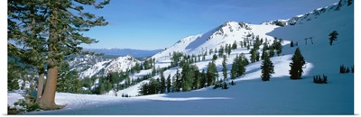 Snow covered hills, Lake Tahoe