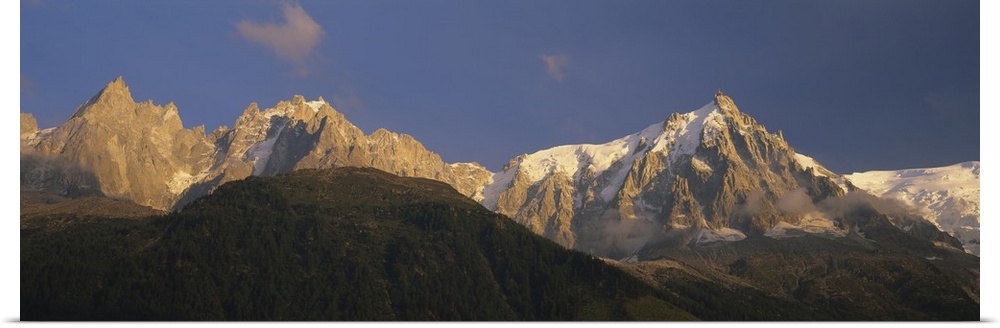 Snow on a mountain range, Mont Blanc, Haute-Savoie, Rhone-Alpes, France