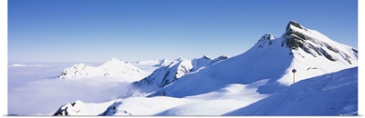 Snowcapped mountain range, Damuls, Faschina, Vorarlberg, Austria