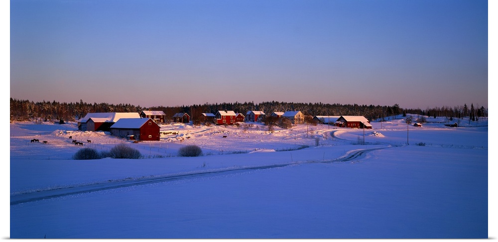 Snowy rural landscape Hult Sweden