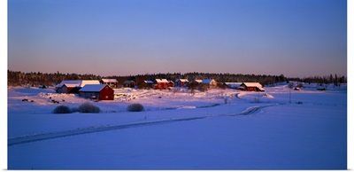 Snowy rural landscape Hult Sweden