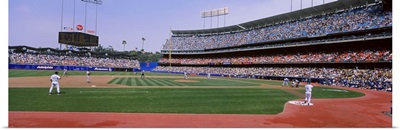 Spectators watching a baseball match, Dodgers vs. Yankees, Dodger Stadium, City of Los Angeles, California