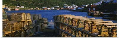 Stack of lobster traps on the coast, Salvage, Newfoundland & Labrador, Canada
