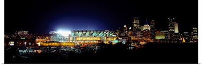 Stadium lit up at night in a city, Heinz Field, Three Rivers Stadium, Pittsburgh, Pennsylvania