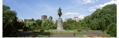 Statue in a garden, Boston Public Gardens, Boston, Massachusetts