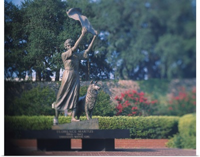 Statue in a garden, The Waving Girl, Savannah, Georgia