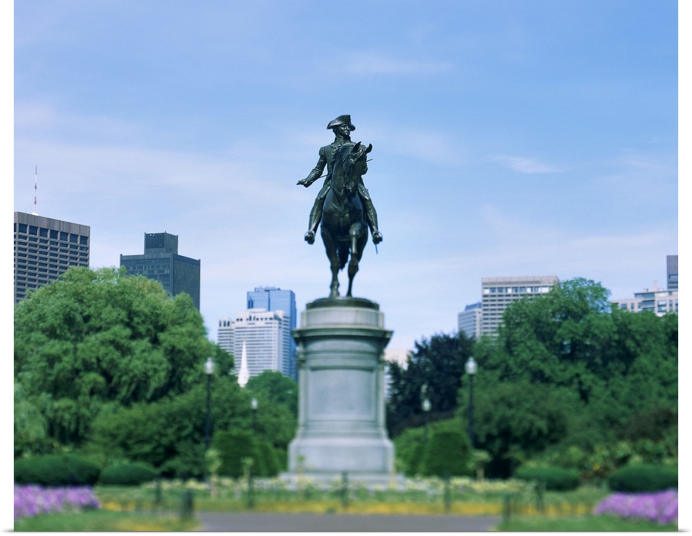 Statue of George Washington in a garden, Boston, Massachusetts
