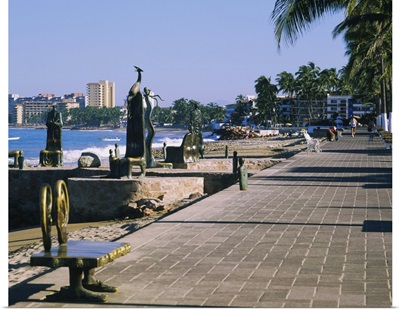 Statues at the walkway near the sea, Puerto Vallarta, Mexico