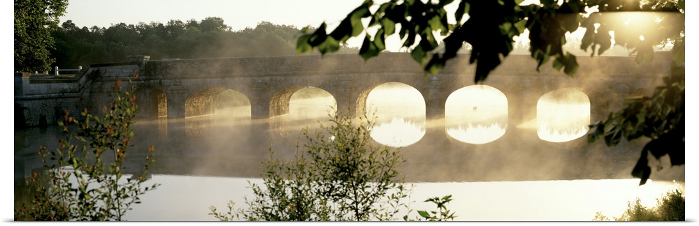 Stone Bridge in Fog Loire Valley France