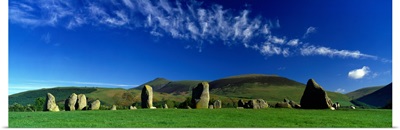 Stone Circle On A Landscape, Castlerigg Stone Circle, Keswick, Lake District, Cumbria, England, United Kingdom