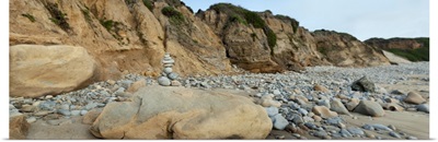 Stone sculpture on the beach, California
