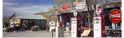 Store with a gas station on the roadside Route 66 Hackenberry Arizona