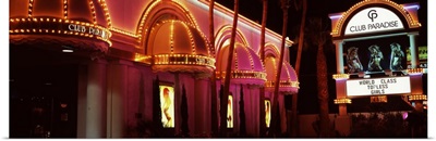 Strip club lit up at night Las Vegas Nevada