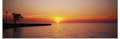 Sunrise over a lake, Lake Michigan, Chicago, Illinois