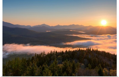 Sunrise over the Adirondack High Peaks from Goodnow Mountain, New York State