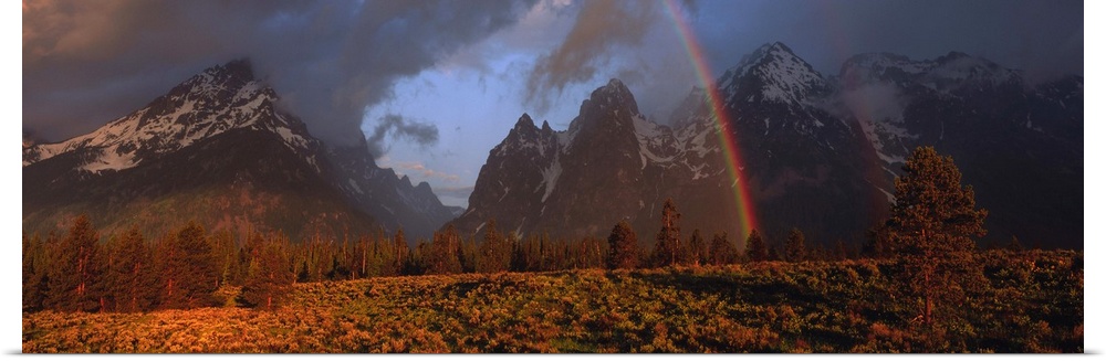 Sunrise & rainbow Grand Teton National Park WY