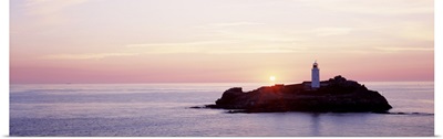 Sunset Godrevy Lighthouse Cornwall England