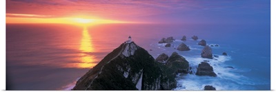 Sunset Nugget Point Lighthouse New Zealand