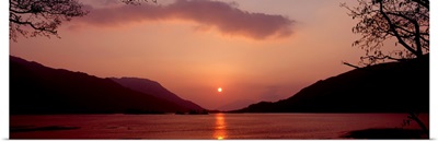 Sunset over a lake Loch Leven Ballachulish Lochaber Highlands Region Scotland
